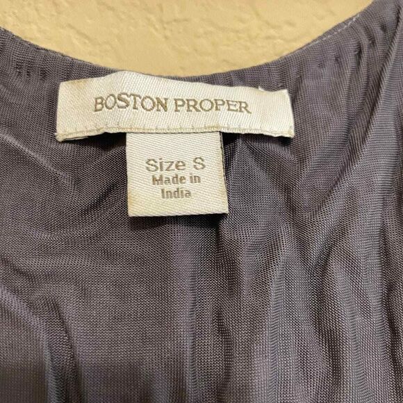 Boston Proper Gray Metallic Beaded Shift Mini Dress Womens Small New Years Party - Picture 7 of 7